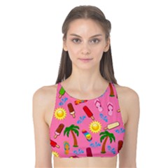 Beach Pattern Tank Bikini Top by Valentinaart