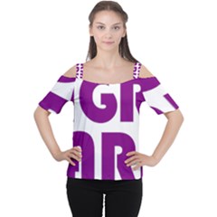 Migraine Warrior With Ribbon Women s Cutout Shoulder Tee