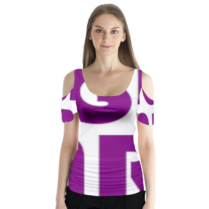 Migraine Warrior with Ribbon Butterfly Sleeve Cutout Tee 