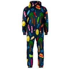 Beach Pattern Hooded Jumpsuit (men)  by Valentinaart