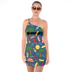 Beach Pattern One Soulder Bodycon Dress by Valentinaart