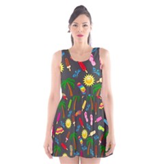 Beach Pattern Scoop Neck Skater Dress by Valentinaart