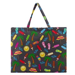 Beach Pattern Zipper Large Tote Bag