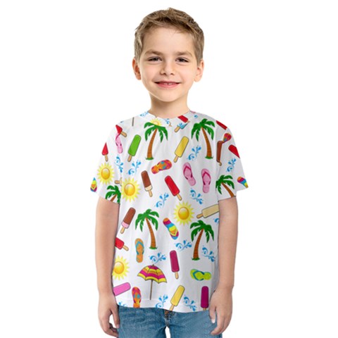 Beach Pattern Kids  Sport Mesh Tee by Valentinaart