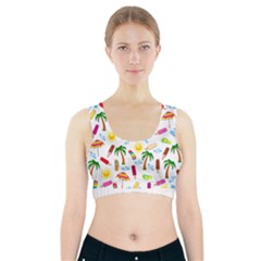 Beach Pattern Sports Bra With Pocket by Valentinaart