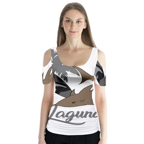 Surf - Laguna Butterfly Sleeve Cutout Tee  by Valentinaart