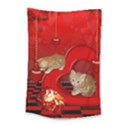 Cute, Playing Kitten With Hearts Small Tapestry View1