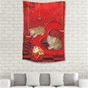 Cute, Playing Kitten With Hearts Small Tapestry View2