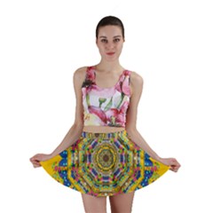 Happy Fantasy Earth Mandala Mini Skirt by pepitasart