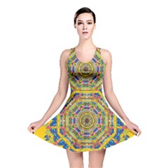 Happy Fantasy Earth Mandala Reversible Skater Dress by pepitasart