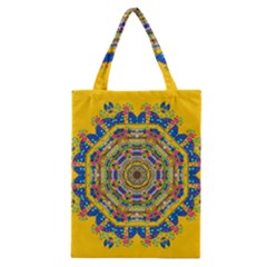 Happy Fantasy Earth Mandala Classic Tote Bag by pepitasart