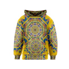 Happy Fantasy Earth Mandala Kids  Pullover Hoodie by pepitasart