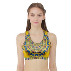 Happy Fantasy Earth Mandala Sports Bra With Border by pepitasart