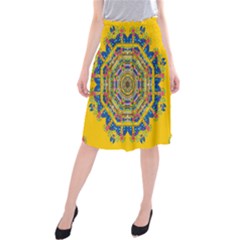 Happy Fantasy Earth Mandala Midi Beach Skirt by pepitasart