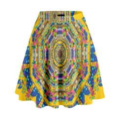 Happy Fantasy Earth Mandala High Waist Skirt by pepitasart