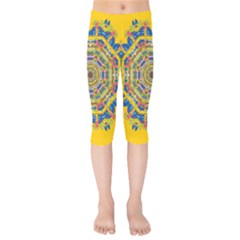 Happy Fantasy Earth Mandala Kids  Capri Leggings  by pepitasart