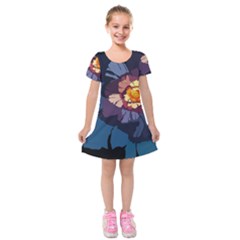 Flower Kids  Short Sleeve Velvet Dress by oddzodd