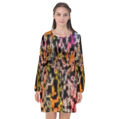 Colorful Texture               Long Sleeve Chiffon Shift Dress