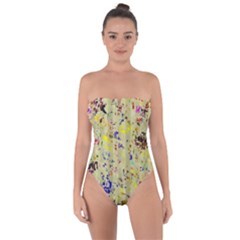 Paint Strokes On A Wood Background                   Tie Back One Piece Swimsuit