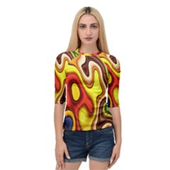 Colorful 3d Shapes               Women s Quarter Sleeve Raglan Tee