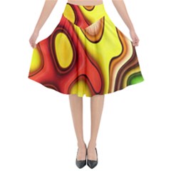 Colorful 3d Shapes                  Flared Midi Skirt