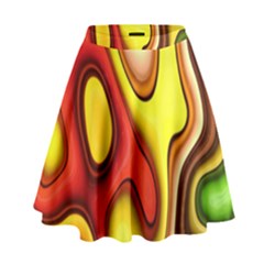 Colorful 3d Shapes                       High Waist Skirt by LalyLauraFLM