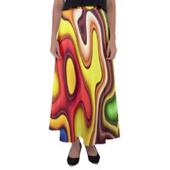 Colorful 3d Shapes                   Flared Maxi Skirt by LalyLauraFLM