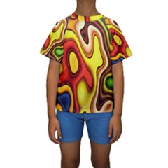 Colorful 3d Shapes                      Kid s Short Sleeve Swimwear