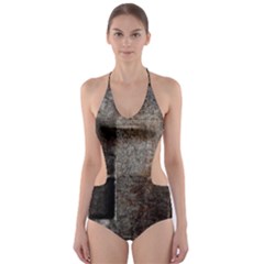 Concrete Grunge Texture                      Cut-out One Piece Swimsuit by LalyLauraFLM