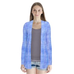 Blue purple watercolors               Drape Collar Cardigan