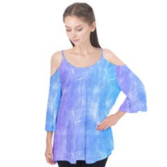 Blue purple watercolors                Flutter Sleeve Tee