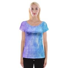 Blue purple watercolors                     Women s Cap Sleeve Top