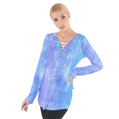 Blue purple watercolors                      Women s Tie Up Tee