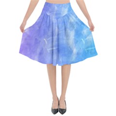 Blue purple watercolors                  Flared Midi Skirt