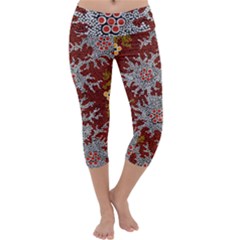 Aboriginal Art – Riverside Dreaming Capri Yoga Leggings by hogartharts