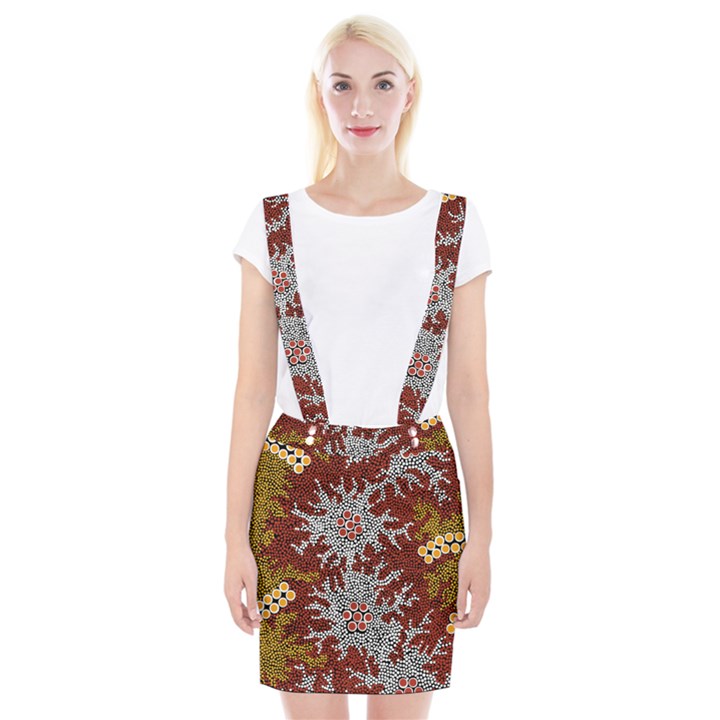 Aboriginal Art – Riverside Dreaming Braces Suspender Skirt