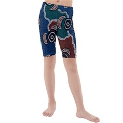 Aboriginal Art - Riverside Dreaming Kids  Mid Length Swim Shorts by hogartharts