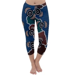 Aboriginal Art - Riverside Dreaming Capri Winter Leggings 