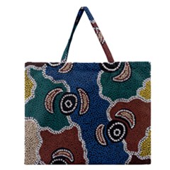 Aboriginal Art - Riverside Dreaming Zipper Large Tote Bag by hogartharts