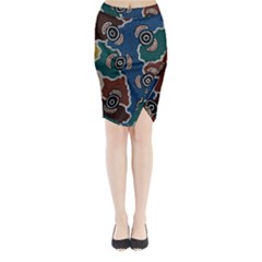 Aboriginal Art - Riverside Dreaming Midi Wrap Pencil Skirt