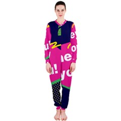 Behance Feelings Beauty Hey You Leaf Polka Dots Pink Blue Onepiece Jumpsuit (ladies)  by Mariart