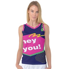 Behance Feelings Beauty Hey You Leaf Polka Dots Pink Blue Women s Basketball Tank Top by Mariart