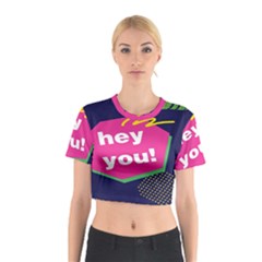 Behance Feelings Beauty Hey You Leaf Polka Dots Pink Blue Cotton Crop Top by Mariart