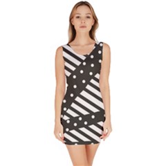 Ambiguous Stripes Line Polka Dots Black Sleeveless Bodycon Dress by Mariart