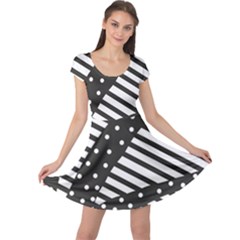 Ambiguous Stripes Line Polka Dots Black Cap Sleeve Dresses by Mariart