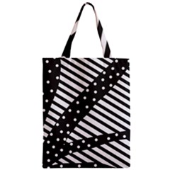 Ambiguous Stripes Line Polka Dots Black Zipper Classic Tote Bag by Mariart