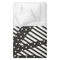 Ambiguous Stripes Line Polka Dots Black Duvet Cover (single Size) by Mariart