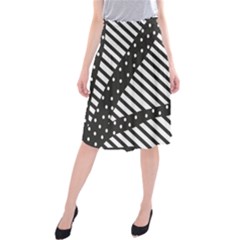 Ambiguous Stripes Line Polka Dots Black Midi Beach Skirt