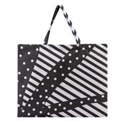 Ambiguous Stripes Line Polka Dots Black Zipper Large Tote Bag by Mariart