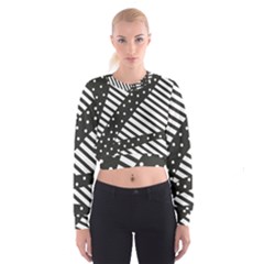 Ambiguous Stripes Line Polka Dots Black Cropped Sweatshirt by Mariart